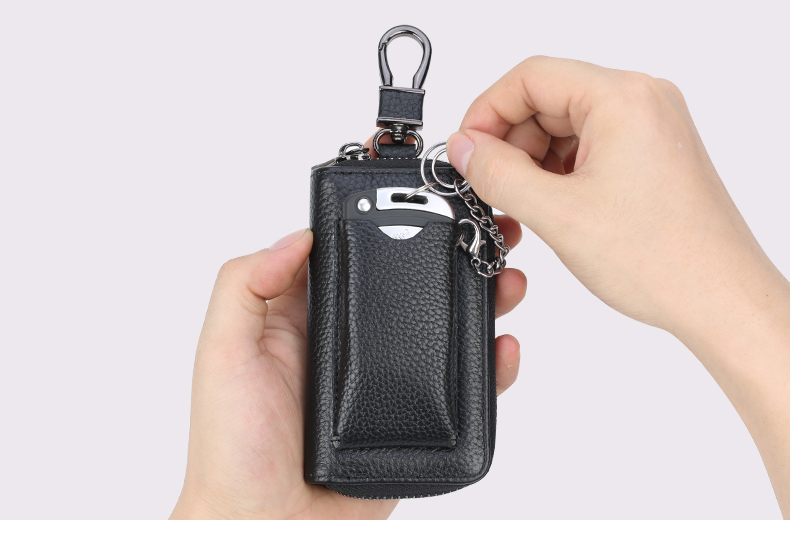 Da chìa khóa xe túi công suất lớn dây kéo túi người đàn ông và phụ nữ thời trang eo treo da túi chìa khóa vài gói thẻ thủy triều túi đựng chìa khóa chống nước