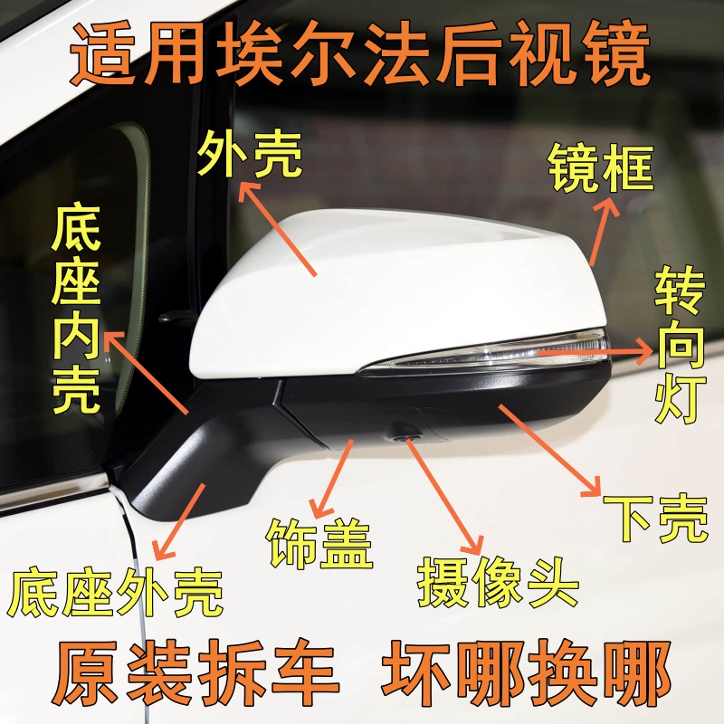 Suitable for Toyota Alphard Rearview Mirror Housing Turn Signal Light Wilfa Reversing Mirror Frame Reflector Lens Base Lower Shell