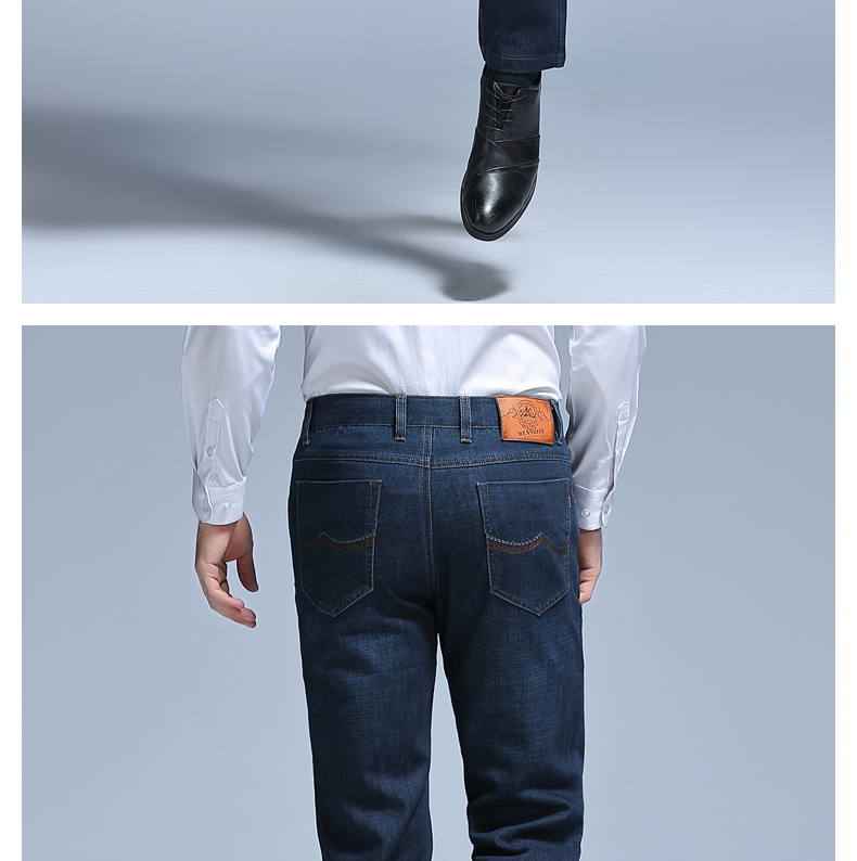 Authentic Wenshi quần jean dày mùa đông đặc biệt nam thanh niên kích thước lớn thẳng quần dài nam cộng với nhung để giữ ấm jean nam