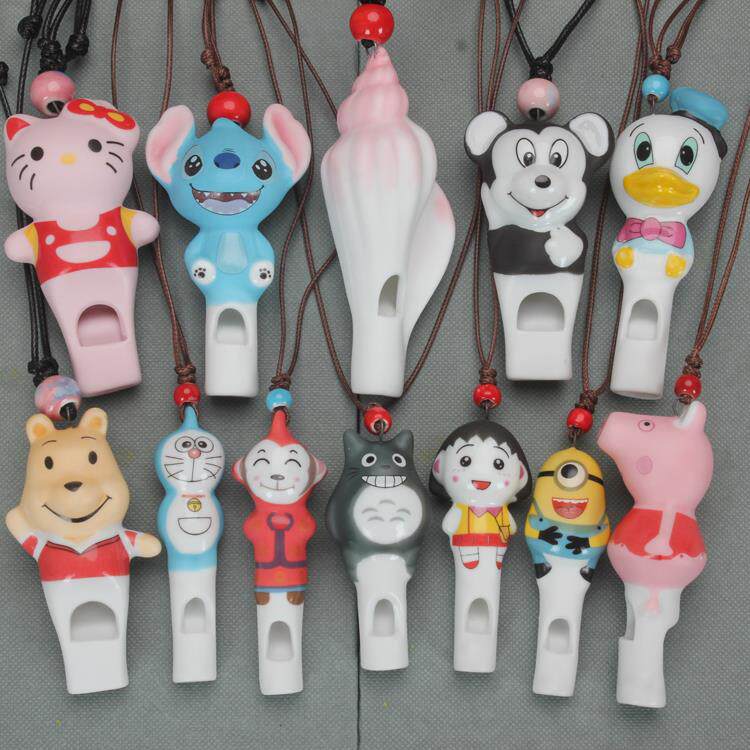 Children Cartoon Whistle Whistle Toy Nursery School Elementary School Students Prize Ceramic Harmonica Whistleblowing Baby Necklace Pendant Pendant Pendant