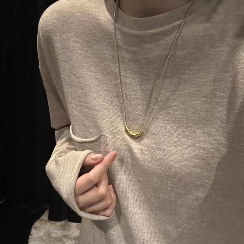 Coiled Gold-Plated Necklace Braided Rope Clavicle Chain Imitation Gold Sweater Chain 45cm 60cm Simple Gold Store Same Style