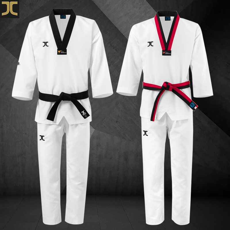 JC Jacquarie Cool Taekwondo Costume Kids Practice Suit Beginner Adult Coach Costume White Men's and Women's Dojo Costume