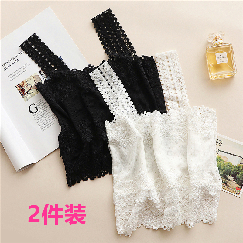Black lace wrapped chest women's tube top style bottoming anti-light beautiful back suspenders women's inner strapless women's summer outerwear tops