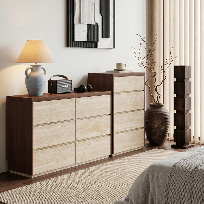 Xu Hua Space Master Bedroom Bedside Combination Solid Wood Chest of Drawers Italian Minimalist Mid-Century Style Travertine Multi-Drawer Storage Cabinet Xu Hua Space Master Bedroom Bedside Combination Solid Wood Chest of Drawers Italian Minimalist Mid-Century Style Travertine Multi-Drawer Storage Cabinet