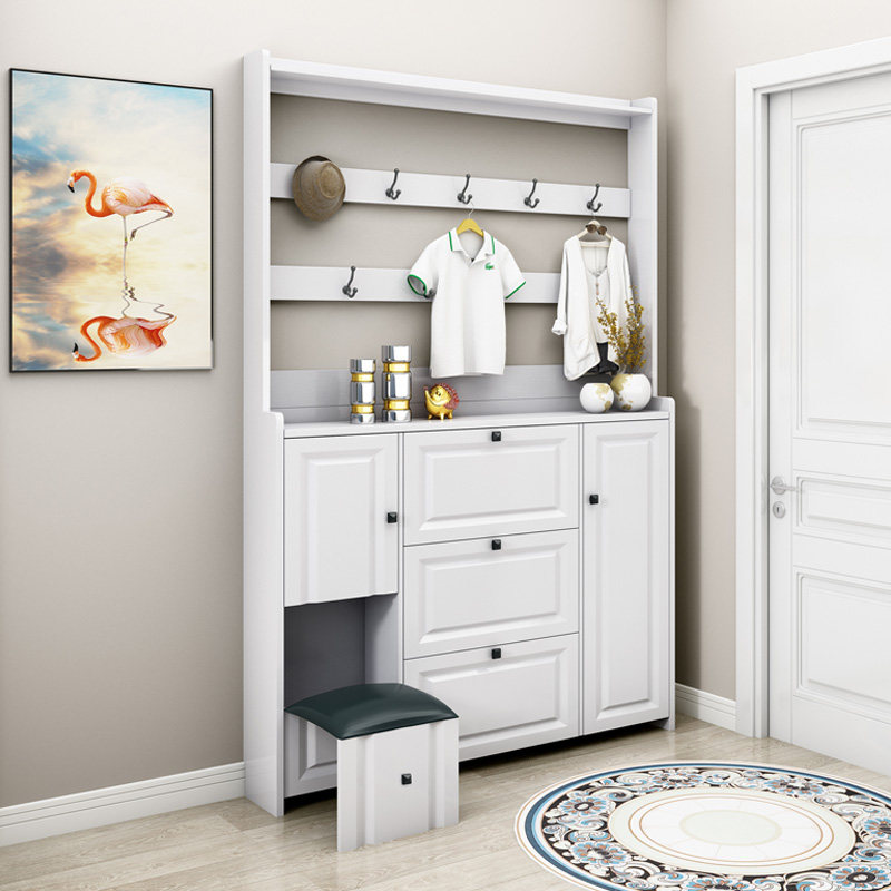 Ultra-slim shoe cabinet 17cm minimalist modern multifunction hanger integrated in the door to door flap shoe cabinet for home doorway