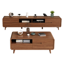New Chinese style TV cabinet coffee table combination living room household small apartment storage cabinet simple modern solid wood frame video cabinet