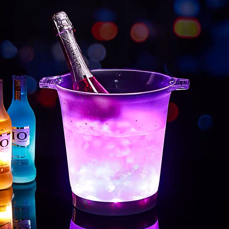 LED round hand with handle Luminous ice bucket bar TVK luminous beer bucket Colorful lighting color optional printable