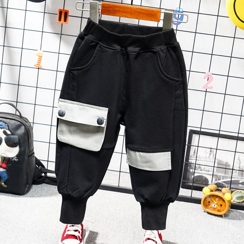 Children's clothing children's spring and autumn pants 2022 Korean version of the boy's thin casual pants middle and small children's sports pants sweat pants black tide