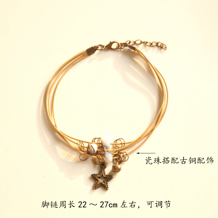 Đồ gốm nóng mới Chic Thời trang Vòng chân Retro Đồ trang trí nhỏ tươi Đồ trang sức bằng gốm lắc chân nữ 10k