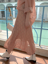 autumn Jun autum red high waisted chiffon floral skirt Women summer dress students A- line dress flower skirt