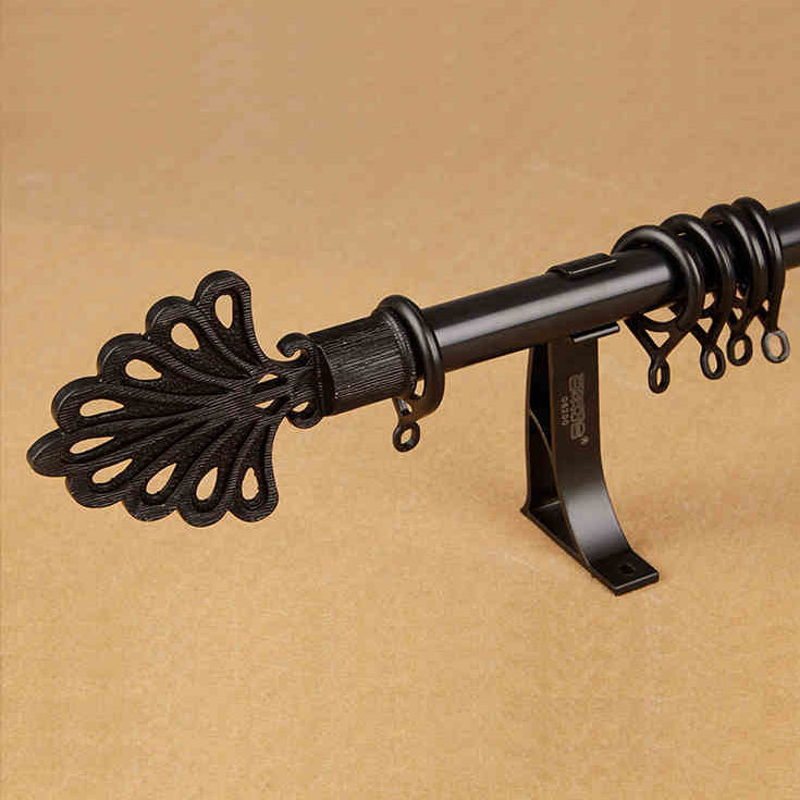 Curtain Rod Modern Minimalist Iron Art Black Window Curtain Rod Roman Pole Single Pole Top Side Fit Bedroom Door Mount