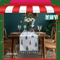 Christmas New Year Table Flag and Pine Pine Tree Deer Table Cloth TV Tea Table counter Gaib Nordic Taib Foreign Trade