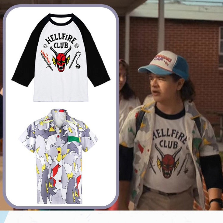 Stranger Things Merchandise Same Style Short-Sleeve Hellfire Club Collaboration Long-Sleeve T-Shirt Same Style Cosplay Clothes Summer Unisex