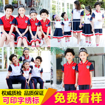 Summer and primary school uniforms short sleeve children Yinglun Banfu Mens and mens choral performance Sports suit Kindergarten Garden