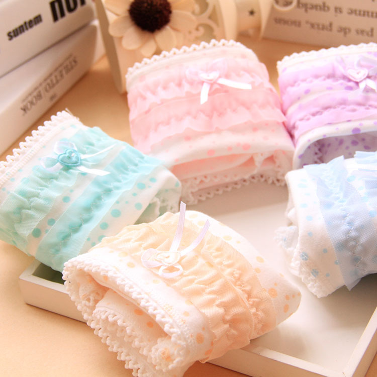 5 đồ lót phụ nữ ren nữ nơ bông lớp bông dễ thương tóm tắt bông tam giác quần lót nữ sinh
