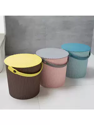 Plastic thickened can sit on household fishing bucket portable bath basket car wash kindergarten storage bucket with lid bucket stool