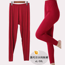 Womens fat plus size thin modal single-piece autumn pants middle-aged and elderly mother elastic thread pants warm pants