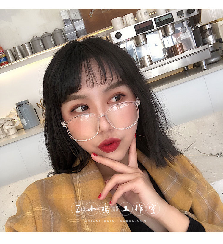 Ins mô hình ~ đại học gió retro tròn mỏng khung phẳng văn học nhỏ nam nữ tươi với kính khung thủy triều - Kính khung trong kinh bao ve mat khoi anh sang xanh essilor
