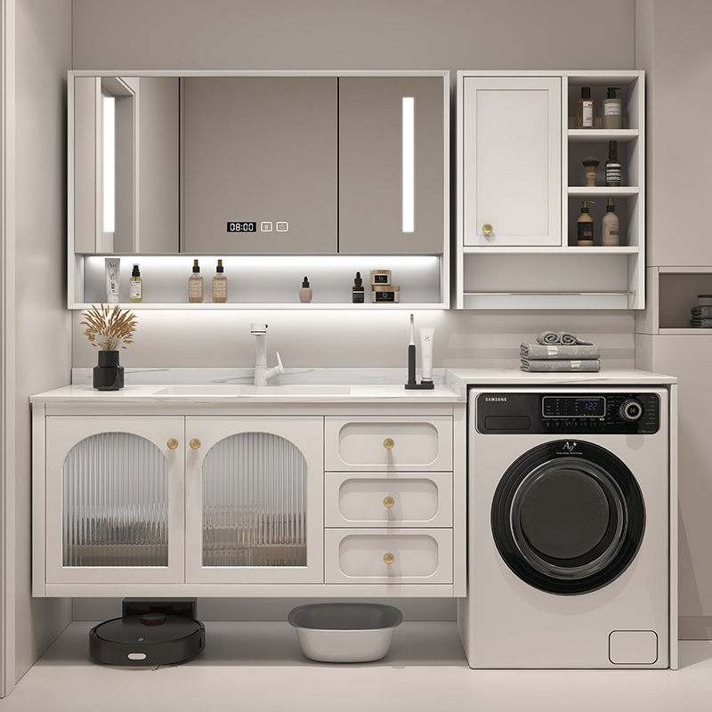 Balcony Washing Machine Integrated Cabinet Bathroom Cabinet Combination Modern Minimalist Bathroom Slate Washbasin Washbasin Pool