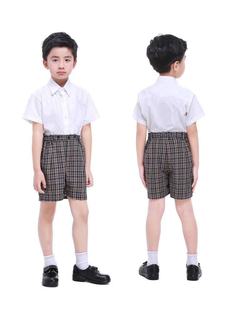 Shenzhen primary school uniform uniform class uniform Men's spring and summer uniform dress white shirt top shorts