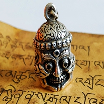 Tibetan Buddhism new gold and silver angry Lotus master like 925 sterling silver hollow carving inlaid gemstone pendant