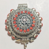 Tibetan Buddhism installed sterling silver hollowed-out Falun double-layer round double-layer Gabu box pendant silver ornaments National style spot