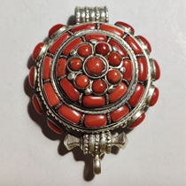This years Red Amulet pendant sterling silver inlaid gemstone box pendant open box