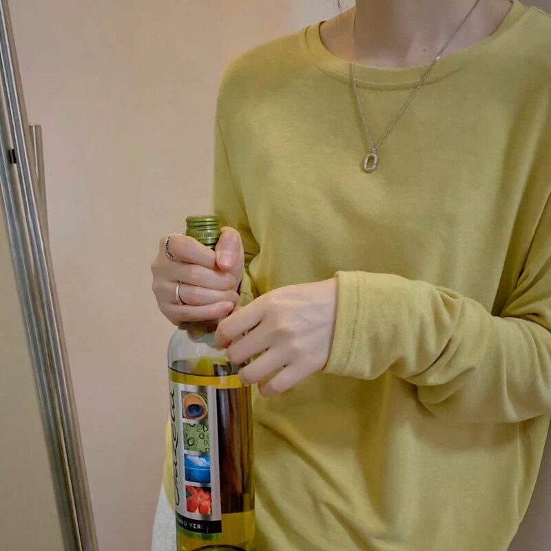 [Personally Tested by the Shop Owner] so Comfortable That You Won'T Want to Take It Off Even When Sleeping! Korean-Style Long-Sleeve Round-Neck Gentle T-Shirt Top