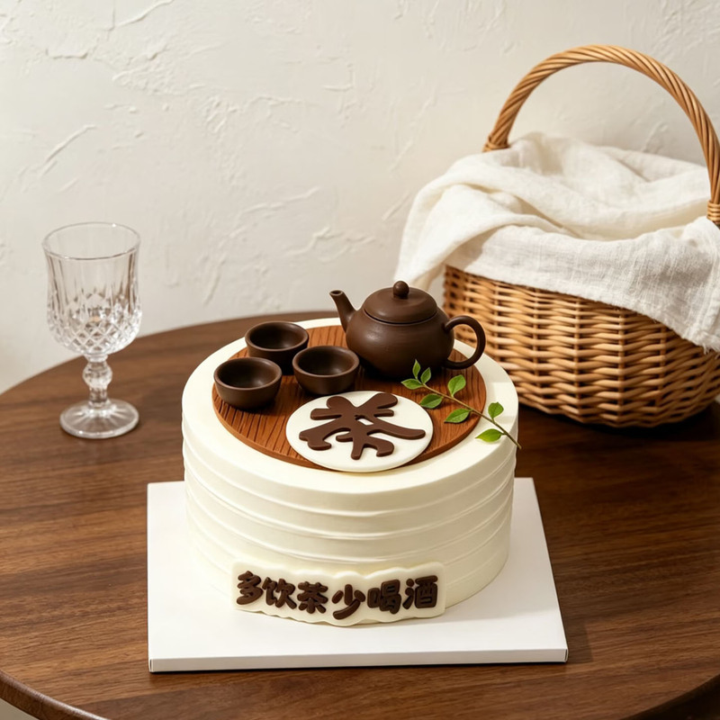 Tea Set Themed Dad Cake Decoration Figurine Father's Day Text Chocolate Handmade DIY Birthday Gift Finished Product Tea Set Themed Dad Cake Decoration Figurine Father's Day Text Chocolate Handmade DIY Birthday Gift Finished Product