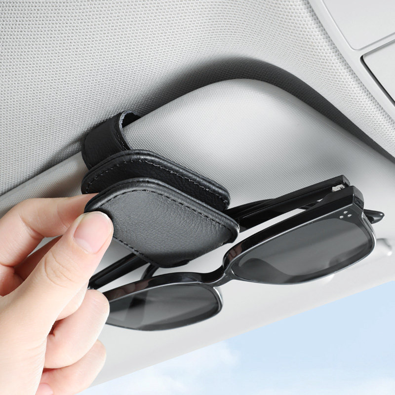 Versatile on-board eyewear clip car spectacle frame leather car sunshield containing box for car sunglasses clip clip-Taobao