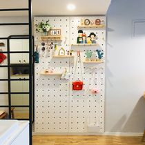  Hole board wooden solid wood ins wind creative decoration Kitchen bedroom wall storage Nordic wall shelf