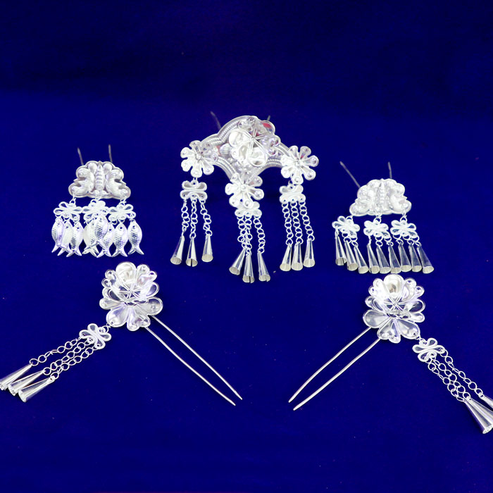 Ancient costume Ancient style hairpins Hanfu hair ornaments Court shaky handmade small headdress Classical tassel Dong hair trinkets