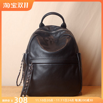 Casual soft leather backpack womens genuine leather top layer cowhide 2022 new simple commuter fashion ladies backpack