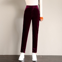 Middle-aged womens trousers qiu dong kuan velvet pants trousers casual pants straight high-rise elastic waist mother dress wild pants