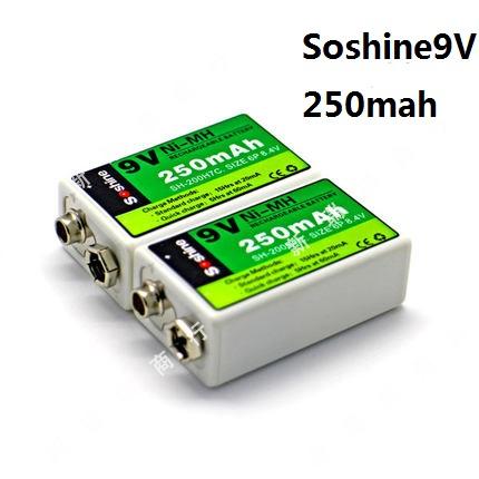 Soshine raw fit 9V nickel hydrogen (Ni-MH) rechargeable battery capacity 250 milliamane voltage 8 4V outlet certified