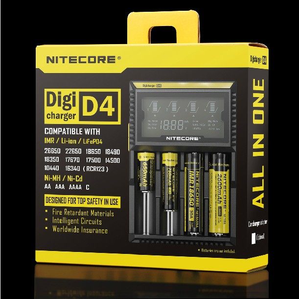 Knight NiteCoreI2 I4 D2 D4 D4 18650 26650 Lithium battery 3 7v charger 2 4 trough