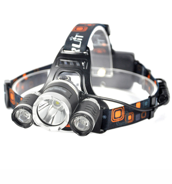 BORUIT RJ-3000 3 * T6LED Attack Headlights Camping Light Outdoor Riding Work Light