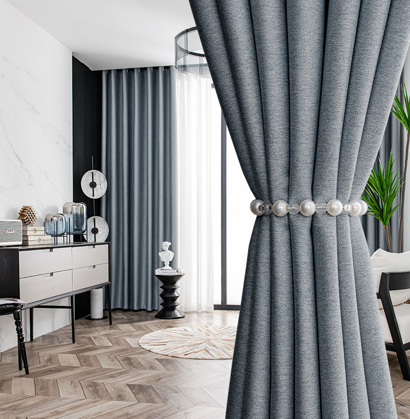 2021 New shading cloth Curtains Shade Bedroom Modern Light Lavish Living Room Full Shading Curtain Finished Hook Style