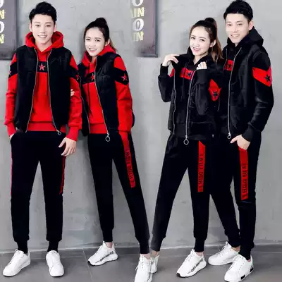 2021 autumn and winter new couple gold velvet sports suit men and women plus velvet thickened casual thick cotton two or three-piece suit