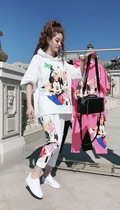Mickey half sleeve sportswear suit suit womens short sleeve summer New loose leisure student two-piece sweater tide hip hop