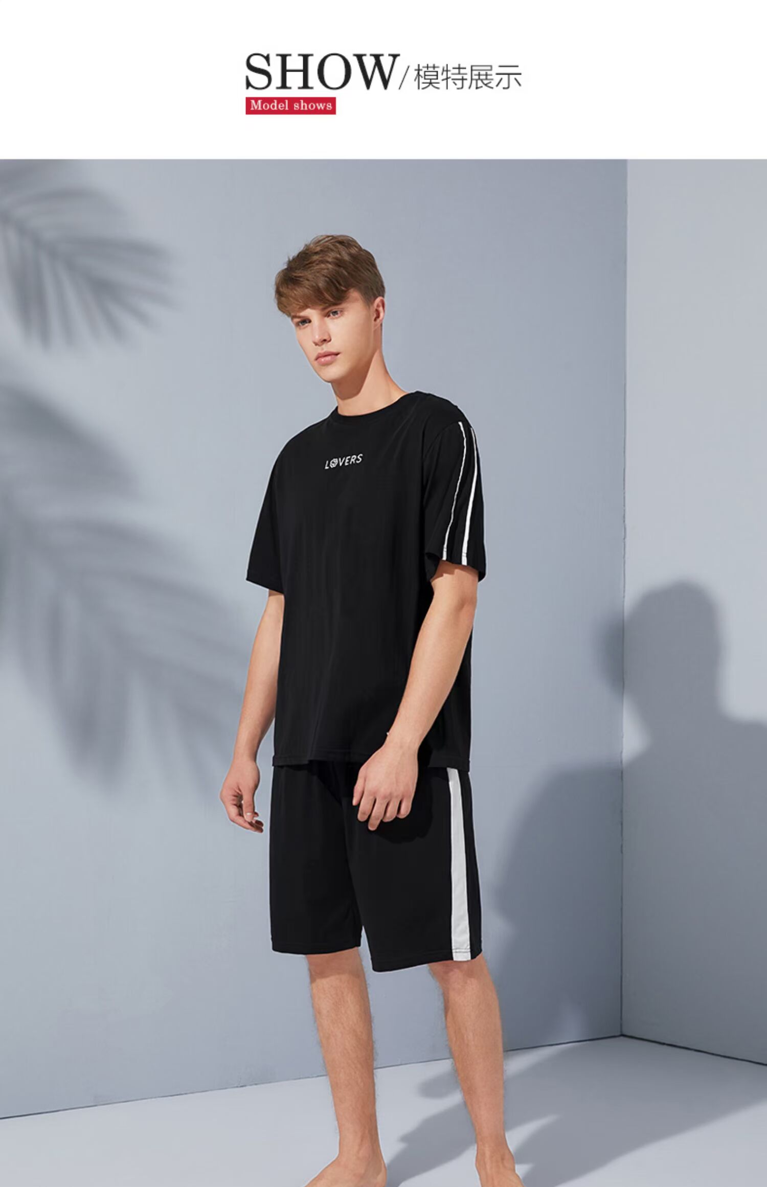 Playboy Men Homlass Summer Cotton Loose Casual Pyjama Summer Summer Cotton Cotton ngắn tay Set - Bên ngoài ăn mặc kiểu đồ bộ