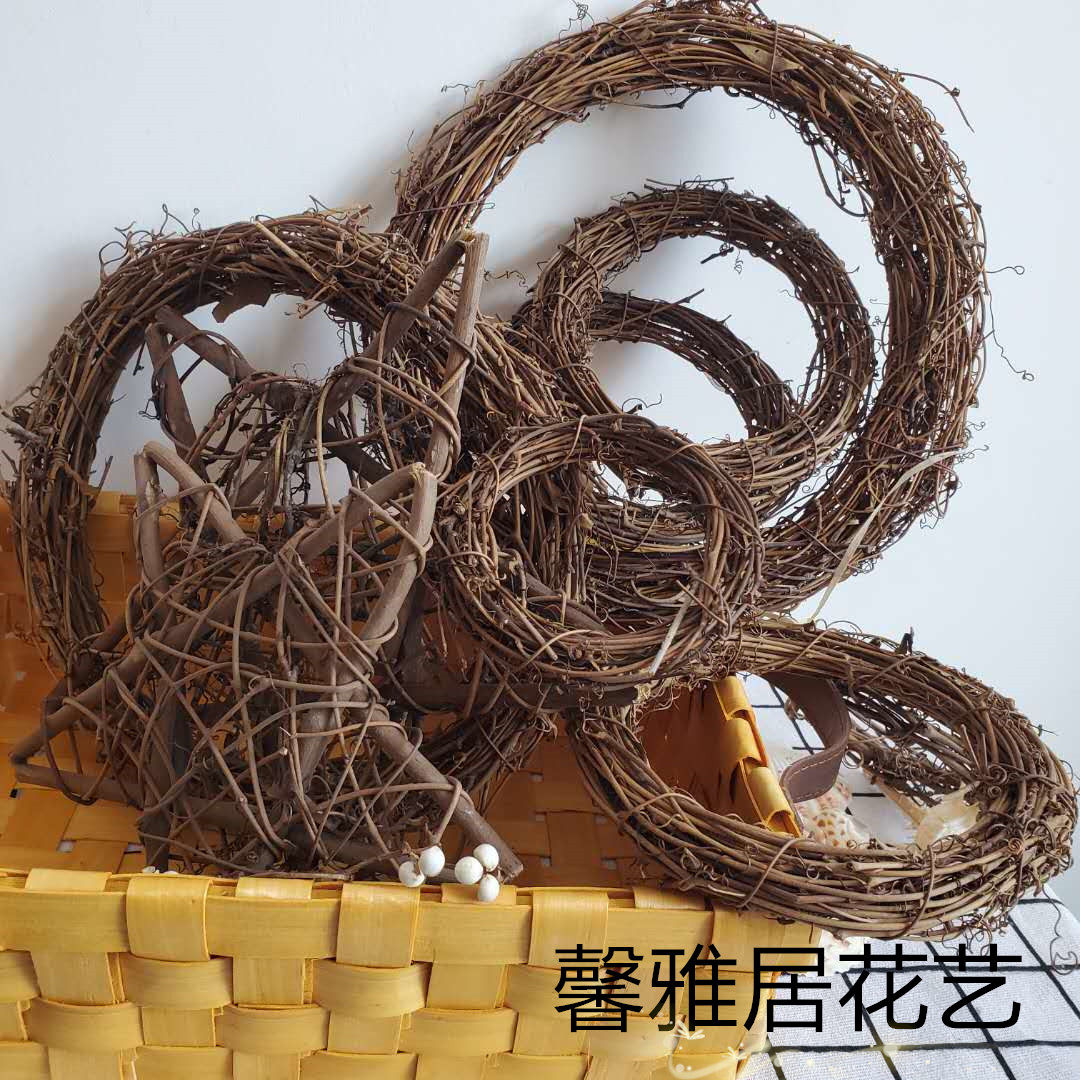 Christmas rattan ring American country natural naked rattan ring festival wedding shop window door hanging wreath decorations