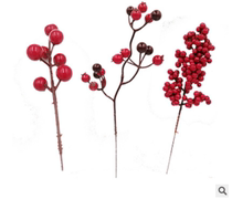 Red Fruits Inserts Christmas Simulation Berries Red Fruits Strings Foam Fruits Flowers Ring Christmas Tree Inserts Decorations