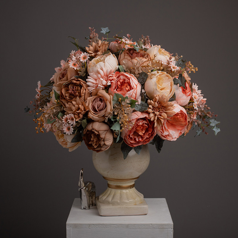 Ancient do old peony fake flower living room set up a sample room hotel lobby large-scale floral simulation flower front decoration