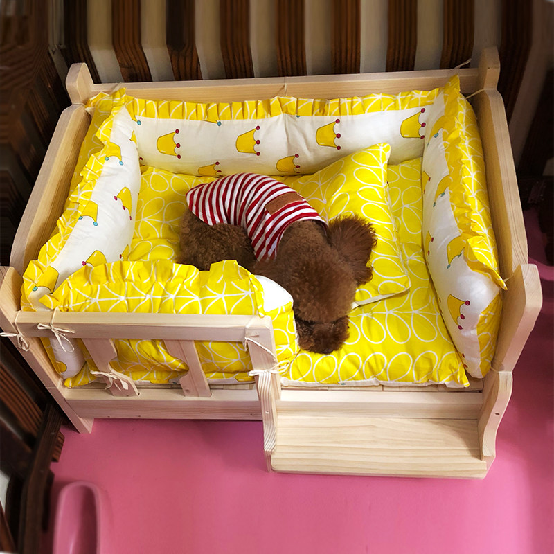 Dog Bed Pet Bed Solid Wood Kennel Teddy Gold Mulch Large Dog Dog Bed Pet Pooch Supplies All Season Universal Mat