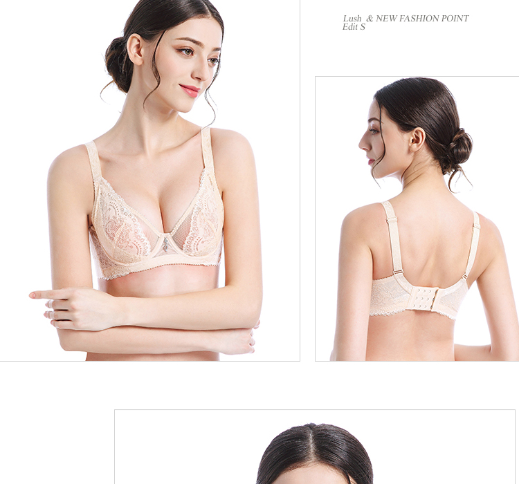 Fairy Yi Yi ngực lớn ngực nhỏ cup mỏng kích thước lớn phần mỏng cup bra trong suốt không có đồ lót ren do lot nu