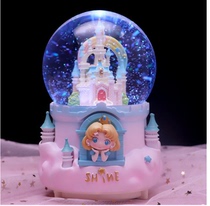 Princess Castle Crystal Ball Music Box Rotating Childrens Birthday Gift for Little Girls Girls