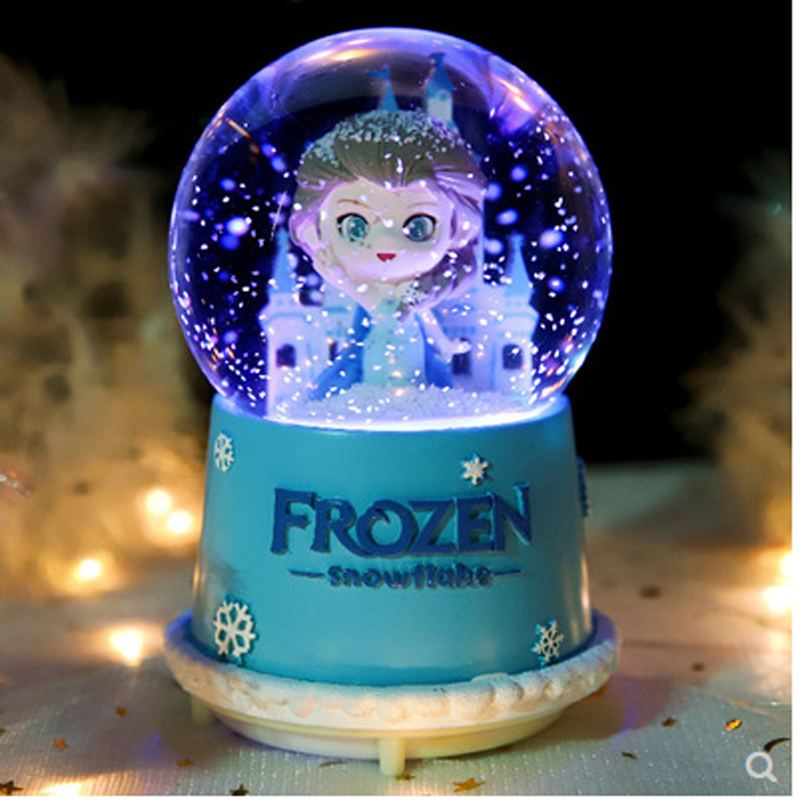 New Year's gift for children Snowflake Elsa Princess Crystal Ball Music Box Girl Elsa Birthday Music Box Ornament
