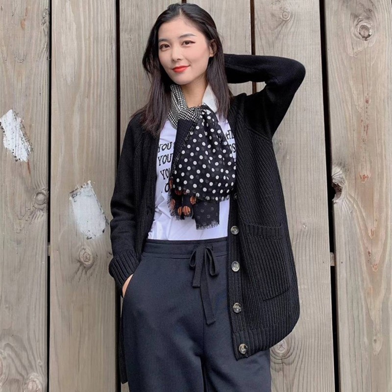 Women's dress Amasch 2021 autumn winter new medium long version wool knit Grandmother cardiovert jacket 5499087