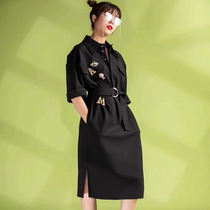 2021 Amasch New special autumn with long section of belt open fork long sleeve dress 5500297-336911-001